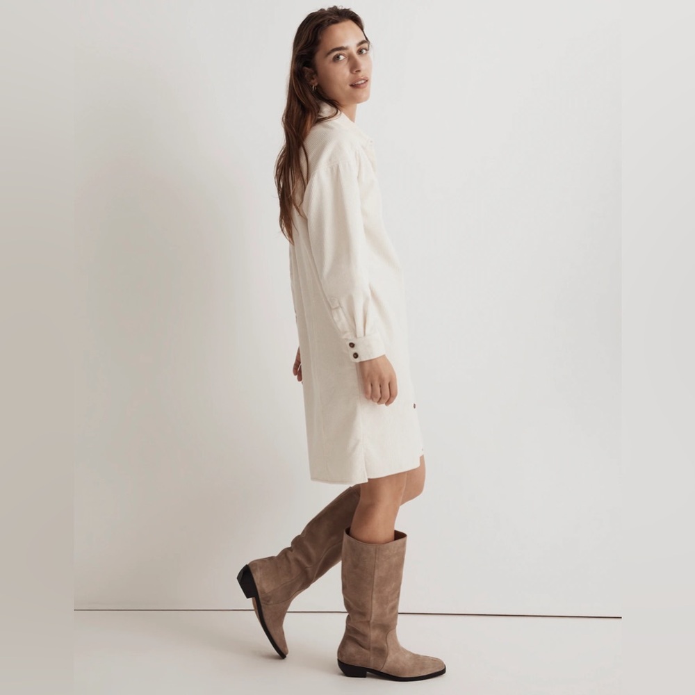 Madewell Corduroy Long-Sleeve Mini Shirtdress 100% Cotton Size Large - Picture 2 of 14